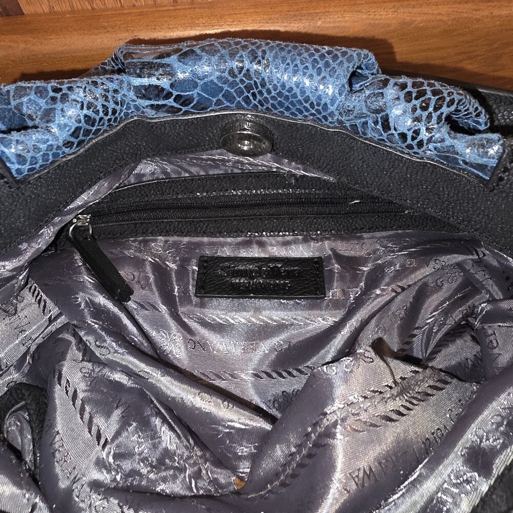 Vintage Simply Vera Wang Blue Black Snake Skin Purse Shoulder Hobo Bag Y2K - Picture 5 of 5